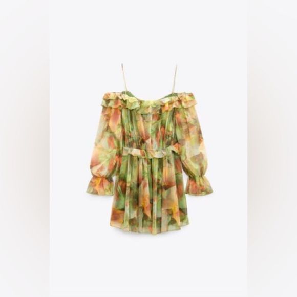 ZARA Printed Tulle Dress - Picture 4 of 14